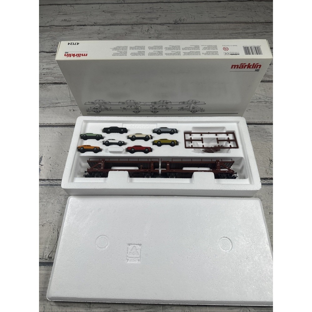 Märklin 47124 HO DB AURO TRANSPORT CAR W/8 FORD CARS DOUBLE DECK ERA IV
